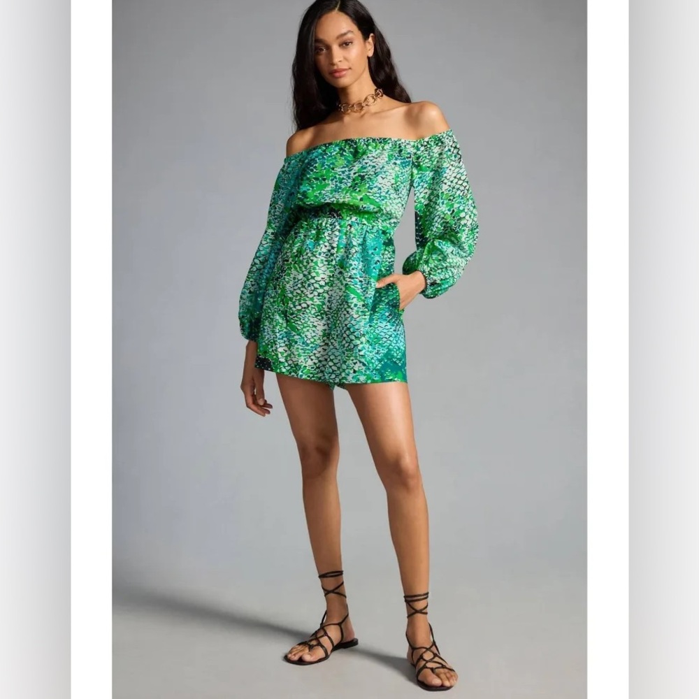 Plenty by Tracy Reese Anthropologie Green Printed Romper